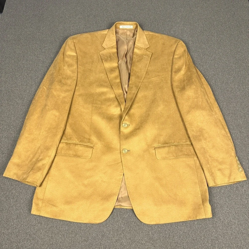Lauren Ralph Lauren Mens 42R Tan Faux Suede Blazer Sport Coat 2 Button Jacket